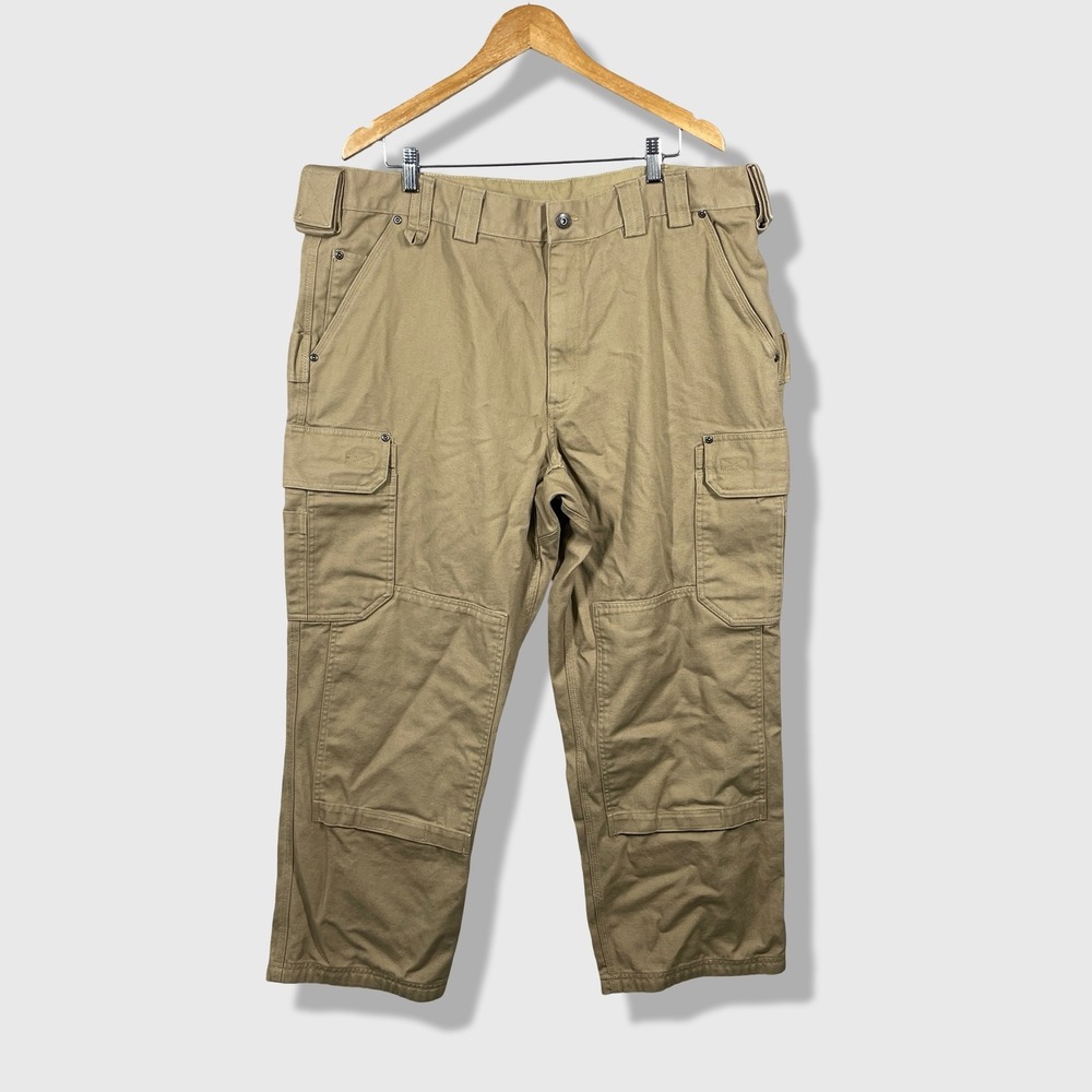 Duluth Trading Co Cargo Pants Mens 44x30 Tan Fire Hose Workwear Double Knee